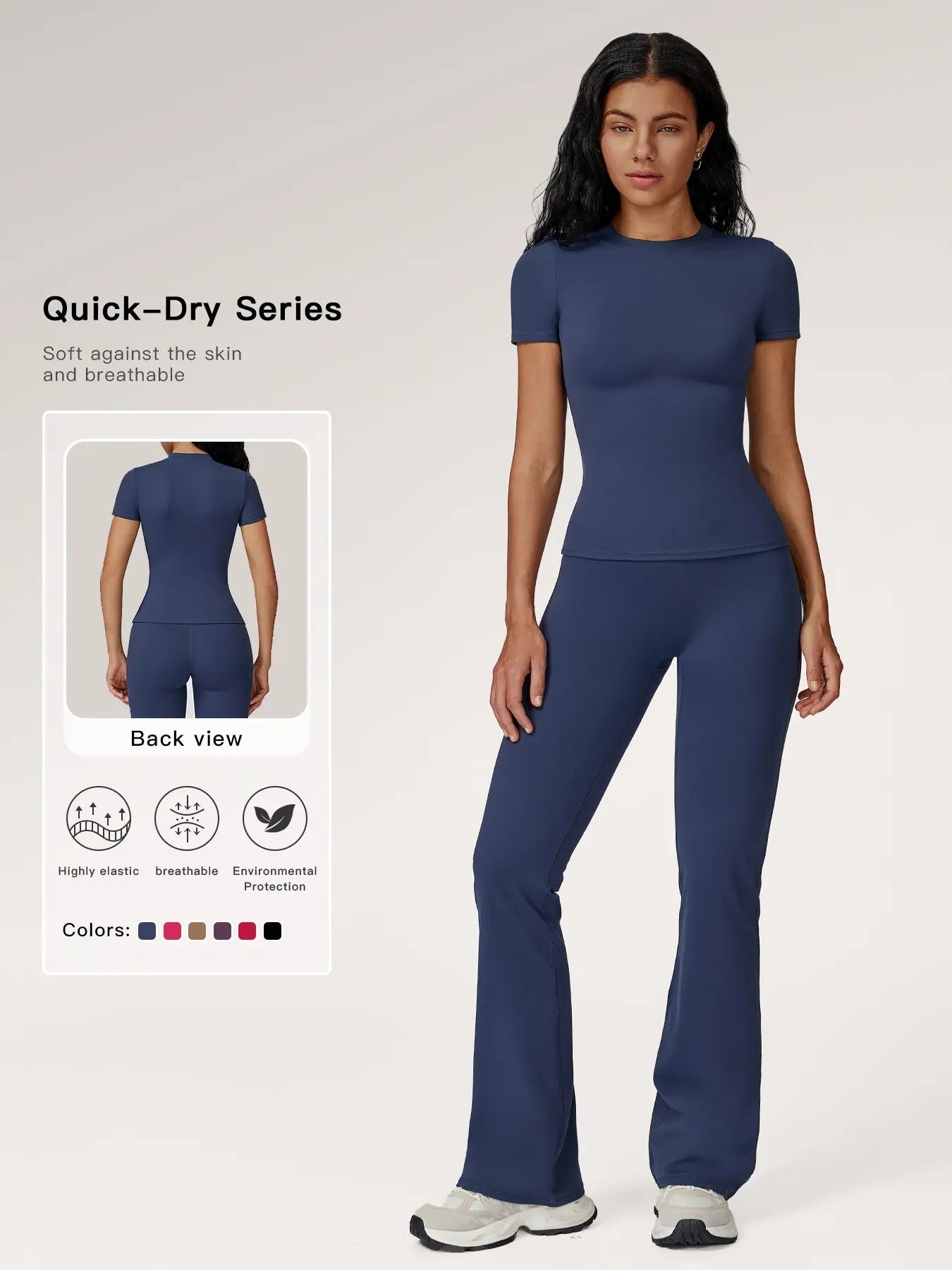 Women's Sporty Two-Piece Activewear Set: Quick-Dry Slim Fit T-Shirt and High Waist Yoga Pants in Soft, Skin-Friendly Fabric for All-Season Wear