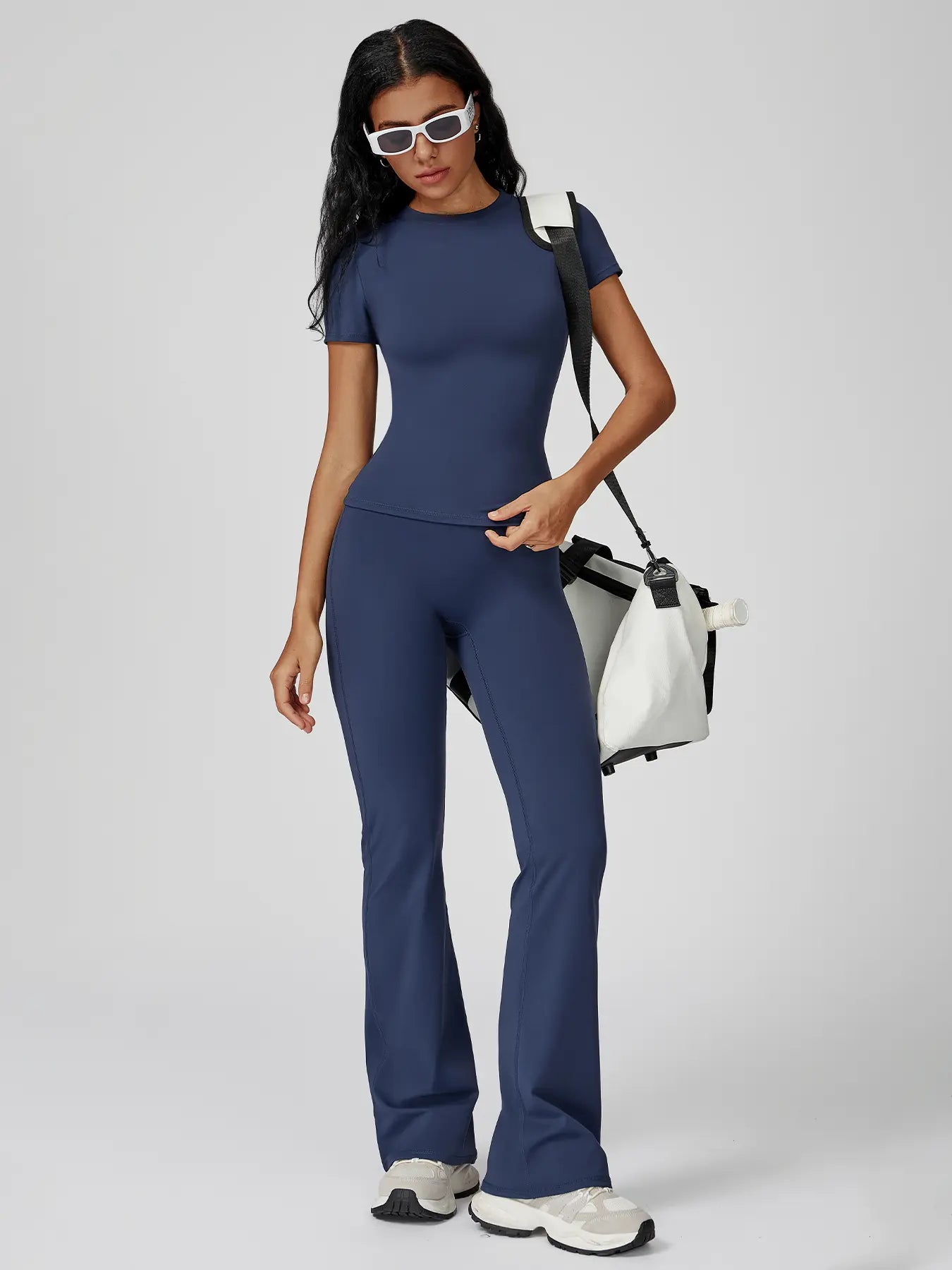 Women's Sporty Two-Piece Activewear Set: Quick-Dry Slim Fit T-Shirt and High Waist Yoga Pants in Soft, Skin-Friendly Fabric for All-Season Wear