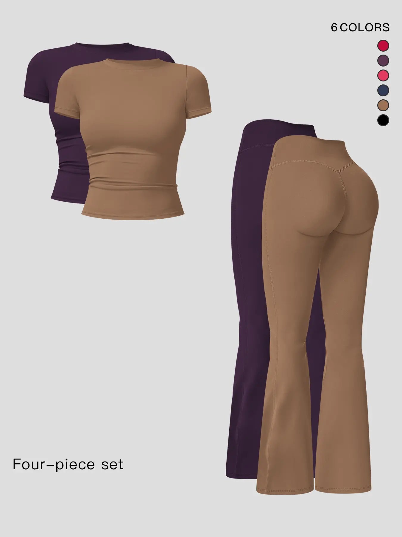 Women's Sporty Two-Piece Activewear Set: Quick-Dry Slim Fit T-Shirt and High Waist Yoga Pants in Soft, Skin-Friendly Fabric for All-Season Wear