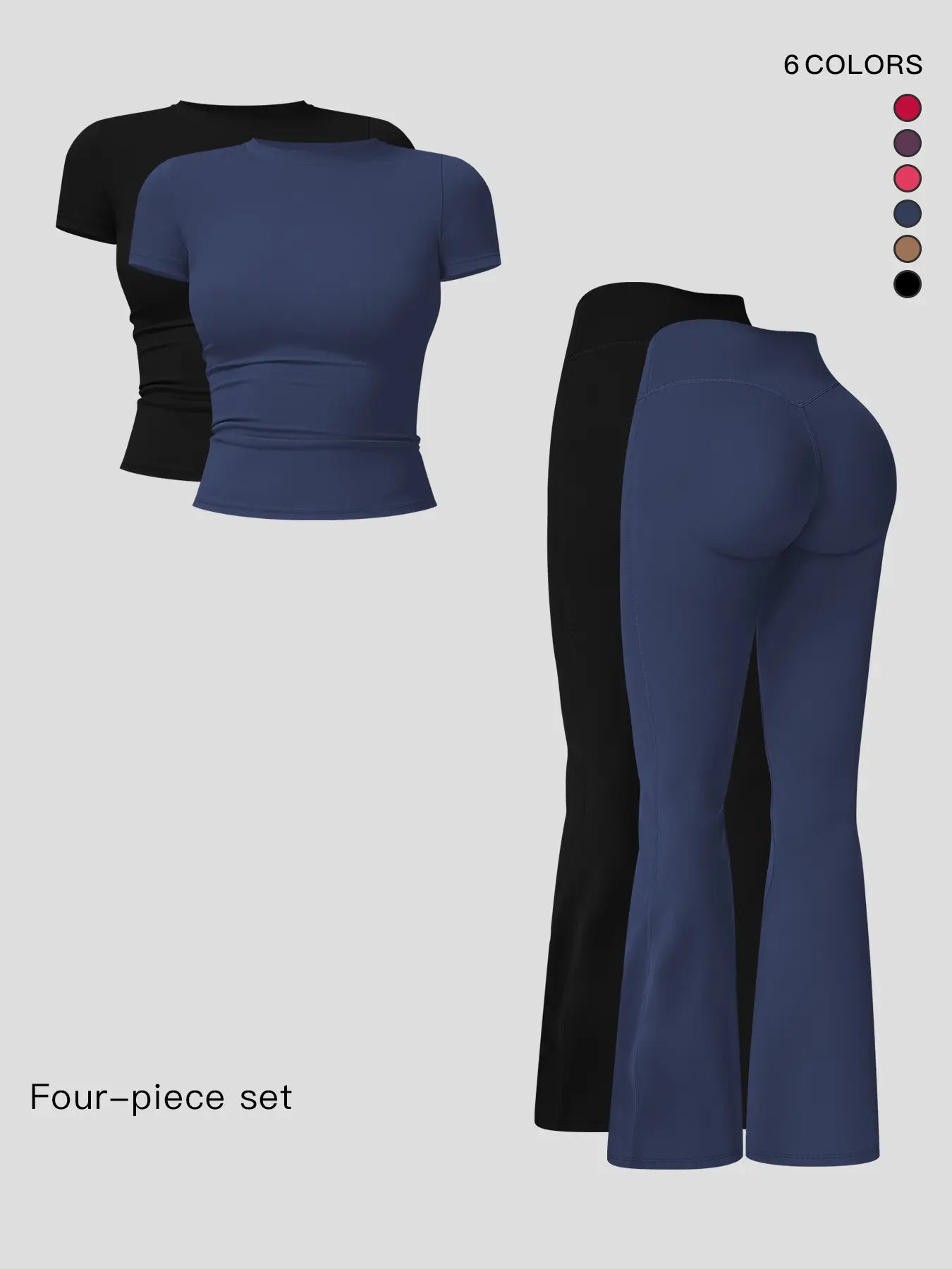 Women's Sporty Two-Piece Activewear Set: Quick-Dry Slim Fit T-Shirt and High Waist Yoga Pants in Soft, Skin-Friendly Fabric for All-Season Wear