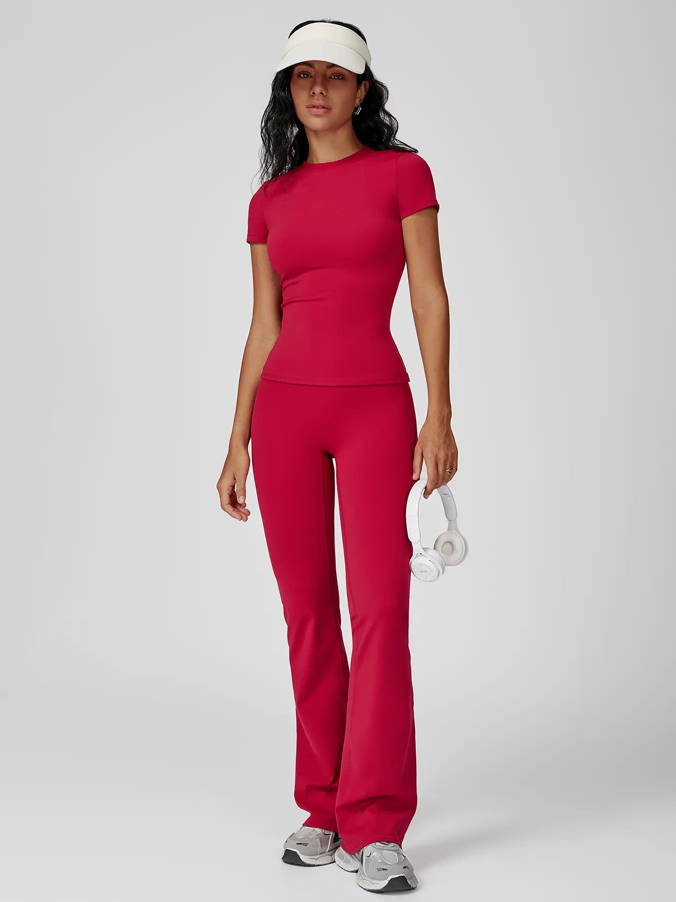 Women's Sporty Two-Piece Activewear Set: Quick-Dry Slim Fit T-Shirt and High Waist Yoga Pants in Soft, Skin-Friendly Fabric for All-Season Wear